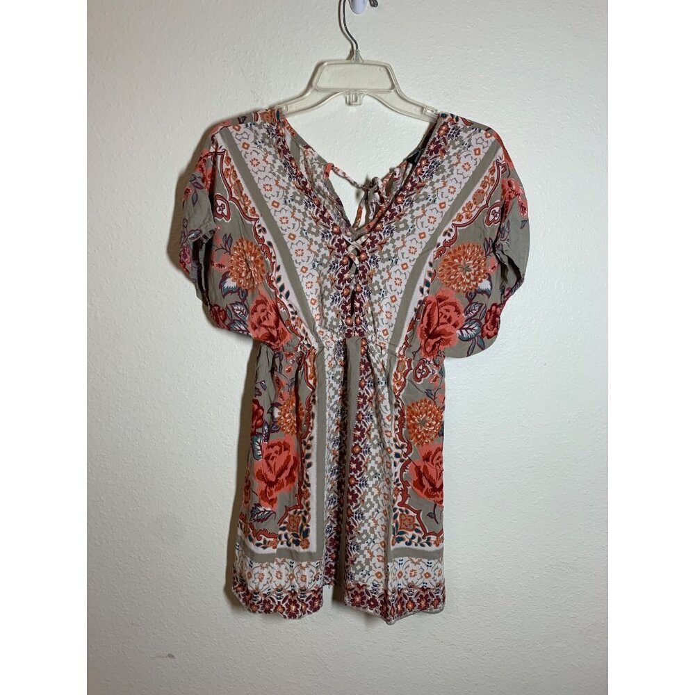 Angie Boho Empire Waist Top Castlecore Women's Size Small Floral Y2K Casual AE3